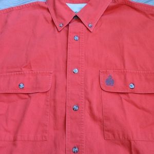 Bugle Boy, orange short sleeve button down shirt, Size M